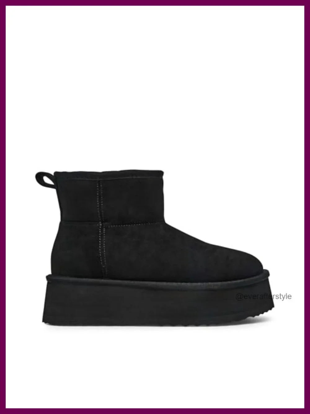 Suede Ankle Platform Booties Faux Fur Lining Round Toe Pull-On